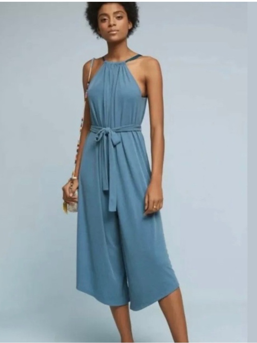 Anthropologie HD in Paris Jacenta Romper Jumpsuit In Slate Blue Size Small
